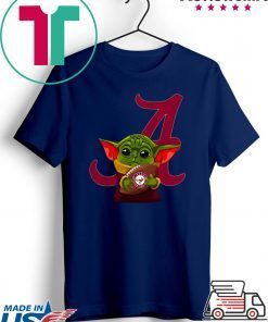 Baby Yoda Hug Alabama Crimson Tide Ball Logo Gift T-Shirt