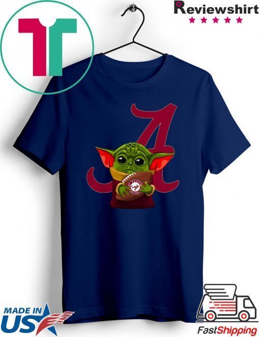 Baby Yoda Hug Alabama Crimson Tide Ball Logo Gift T-Shirt