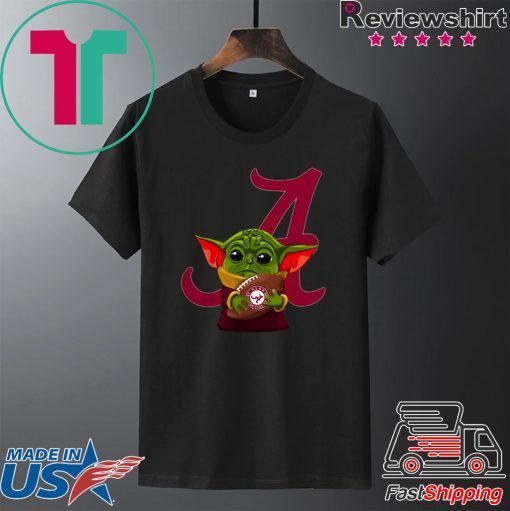 Baby Yoda Hug Alabama Crimson Tide Ball Logo Gift T-Shirt