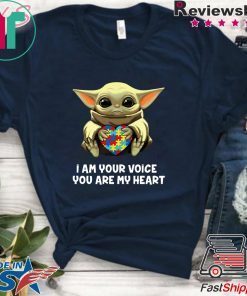 Baby Yoda Hug Autism I Am Voice You Are My Heart Gift T-Shirt