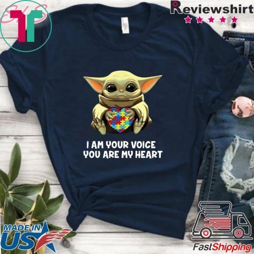 Baby Yoda Hug Autism I Am Voice You Are My Heart Gift T-Shirt