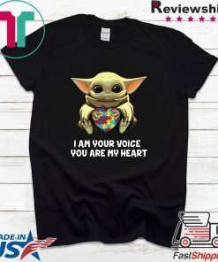 Baby Yoda Hug Autism I Am Voice You Are My Heart Gift T-Shirt