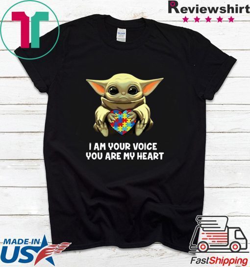 Baby Yoda Hug Autism I Am Voice You Are My Heart Gift T-Shirt