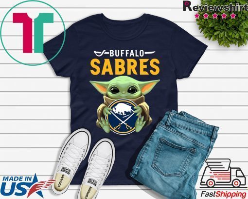 Baby Yoda Hug Buffalo Sabres Logo Gift T-Shirts