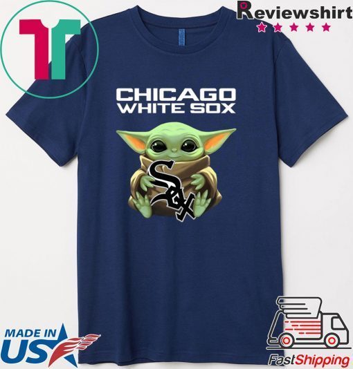 Baby Yoda Hug Chicago White Sox Logo Gift T-Shirt