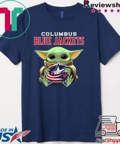 Baby Yoda Hug Columbus Blue Jackets Logo Gift T-Shirt