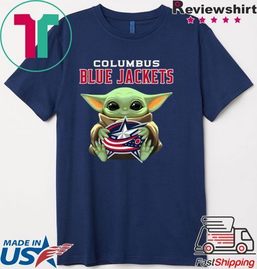 Baby Yoda Hug Columbus Blue Jackets Logo Gift T-Shirt