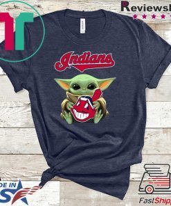 Baby Yoda Hug Indians Logo Gift T-Shirt