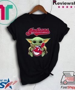 Baby Yoda Hug Indians Logo Gift T-Shirt
