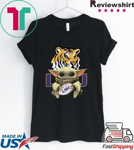 Baby Yoda Hug LSU Tigers Gift T-Shirt