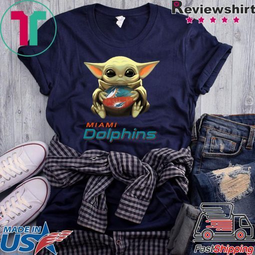 Baby Yoda Hug Miami Dolphins Gift T-Shirt