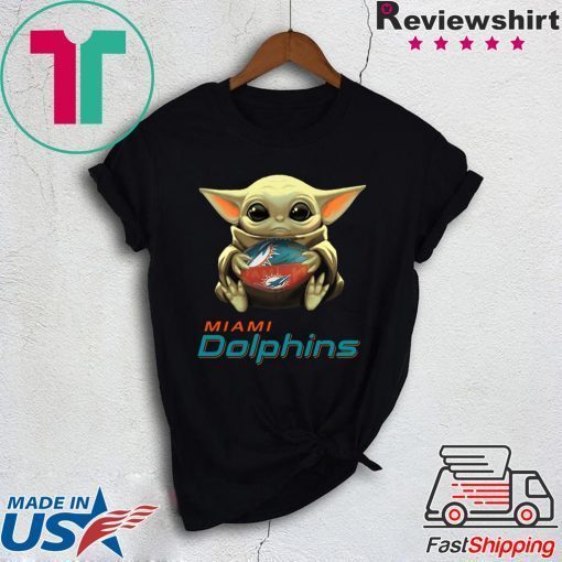 Baby Yoda Hug Miami Dolphins Gift T-Shirt