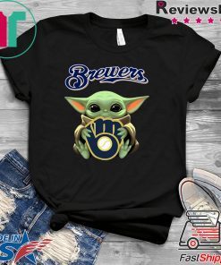 Baby Yoda Hug Milwaukee Brewers Tee T-Shirts