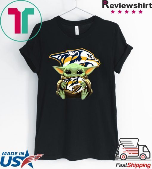 Baby Yoda Hug Nashville Predators Gift T-Shirts