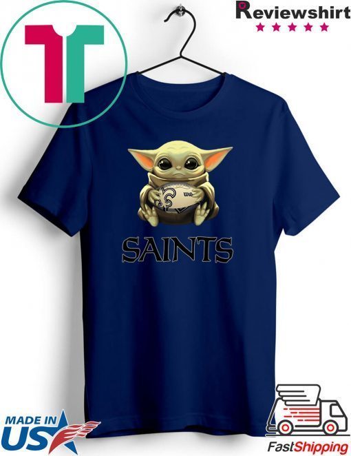 Mens Baby Yoda Hug New Orleans Saints T-Shirt