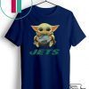 Baby Yoda Hug New York Jets Star Wars Mandalorian Gift T-Shirt