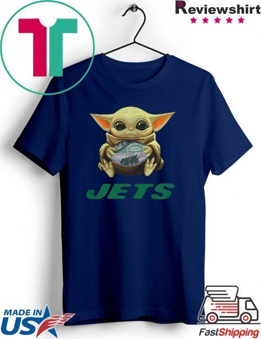 Baby Yoda Hug New York Jets Star Wars Mandalorian Gift T-Shirt