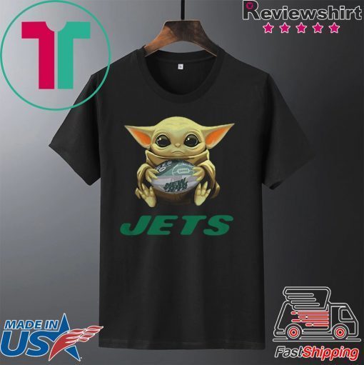 Baby Yoda Hug New York Jets Star Wars Mandalorian Gift T-Shirt