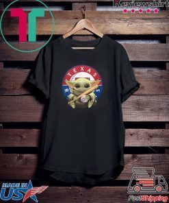 Baby Yoda Hug Texas Rangers Logo Gift T-Shirt