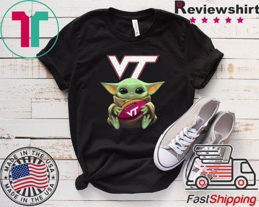 Baby Yoda Hug Virginia Tech Ball Logo Gift T-Shirt