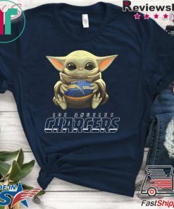 Baby Yoda Hugs Los Angeles Chargers Ball Gift T-Shirt