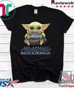 Baby Yoda Hugs Los Angeles Chargers Ball Gift T-Shirt