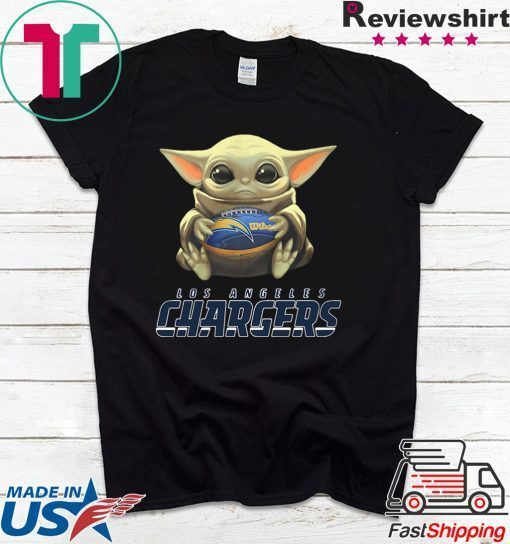 Baby Yoda Hugs Los Angeles Chargers Ball Gift T-Shirt