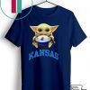 Baby Yoda hug Kansas Jayhawks Gift T-Shirt