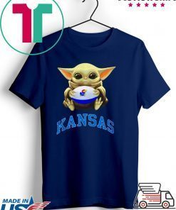 Baby Yoda hug Kansas Jayhawks Gift T-Shirt