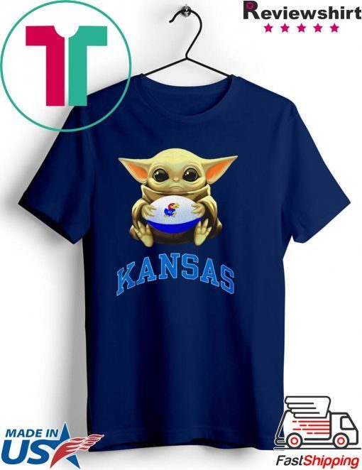 Baby Yoda hug Kansas Jayhawks Gift T-Shirt