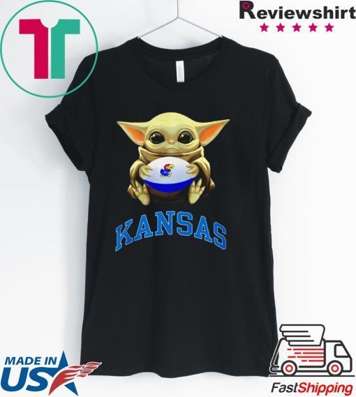 Baby Yoda hug Kansas Jayhawks Gift T-Shirt