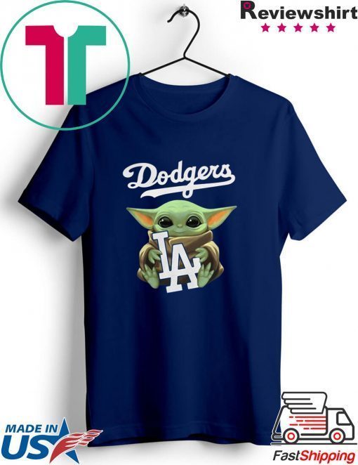 Baby Yoda hug Los Angeles Dodgers Gift T-Shirt