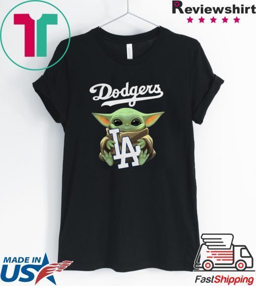 Baby Yoda hug Los Angeles Dodgers Gift T-Shirt