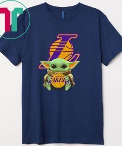 Baby Yoda hug Los Angeles Lakers Tee Shirts