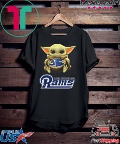 Baby Yoda hug Los Angeles Rams Gift T-Shirt