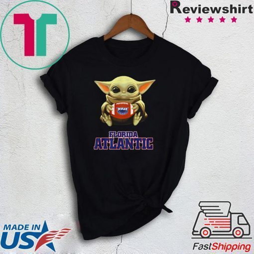 Baby Yoda hugging Florida Atlantic Owls Gift T-Shirt