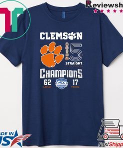 Clemson Tigers 15 Straight Champions Clemson 62 – 17 Virginia Gift T-Shirt