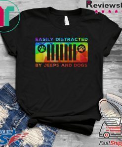 Easily Distracted By Jeep And Dog Gift T-Shirts