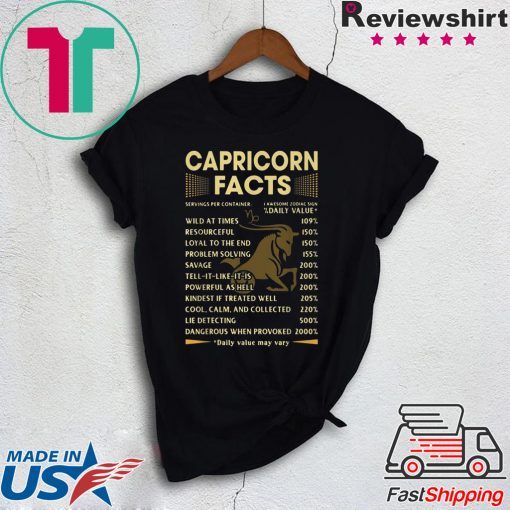 Capricorn Facts Daily Value May Vary Gift T-Shirt