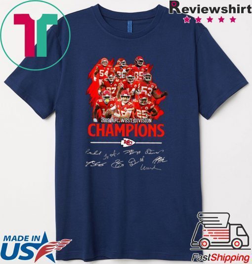 Kansas City Chiefs players 2019 afc west division champions signatures Gift T-Shirts