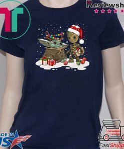 Santa Baby Yoda Yoda and Groot reindeer light christmas Gift T-Shirt