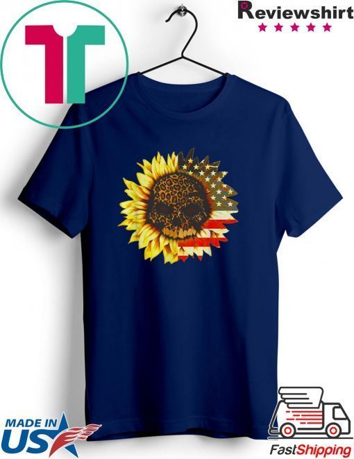 American Sunflower Skull Gift T-Shirt