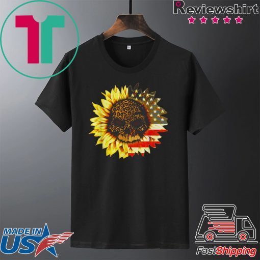 American Sunflower Skull Gift T-Shirt