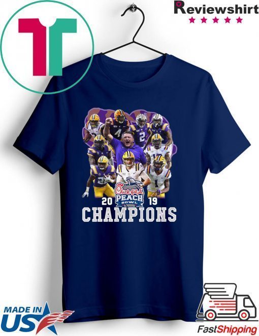 Chick - Fil - A Peach Bowl 2019 Champions Players Signatures Gift T-Shirt