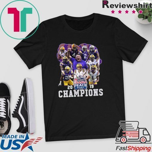 Chick - Fil - A Peach Bowl 2019 Champions Players Signatures Gift T-Shirt