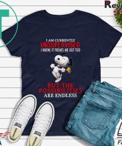 Snoopy And Peanut I Am Currently Unsupervised I Know It Freaks Me Out Too Gift T-Shirts
