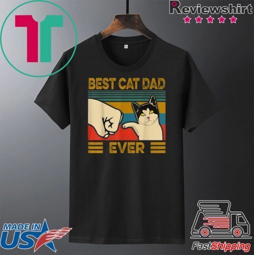 Vintage Best Cat Dad Ever Bump Fit Gift T-Shirt