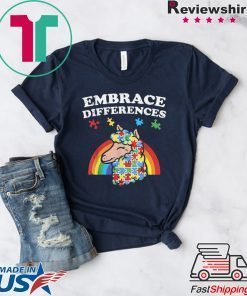 Autism Awareness Embrace Differences Llama Shirt Boy Girl Gift T-Shirt