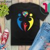 Autism Awarness Family Trio Heart Puzzle Gift Design Gift T-Shirts