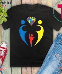 Autism Awarness Family Trio Heart Puzzle Gift Design Gift T-Shirts